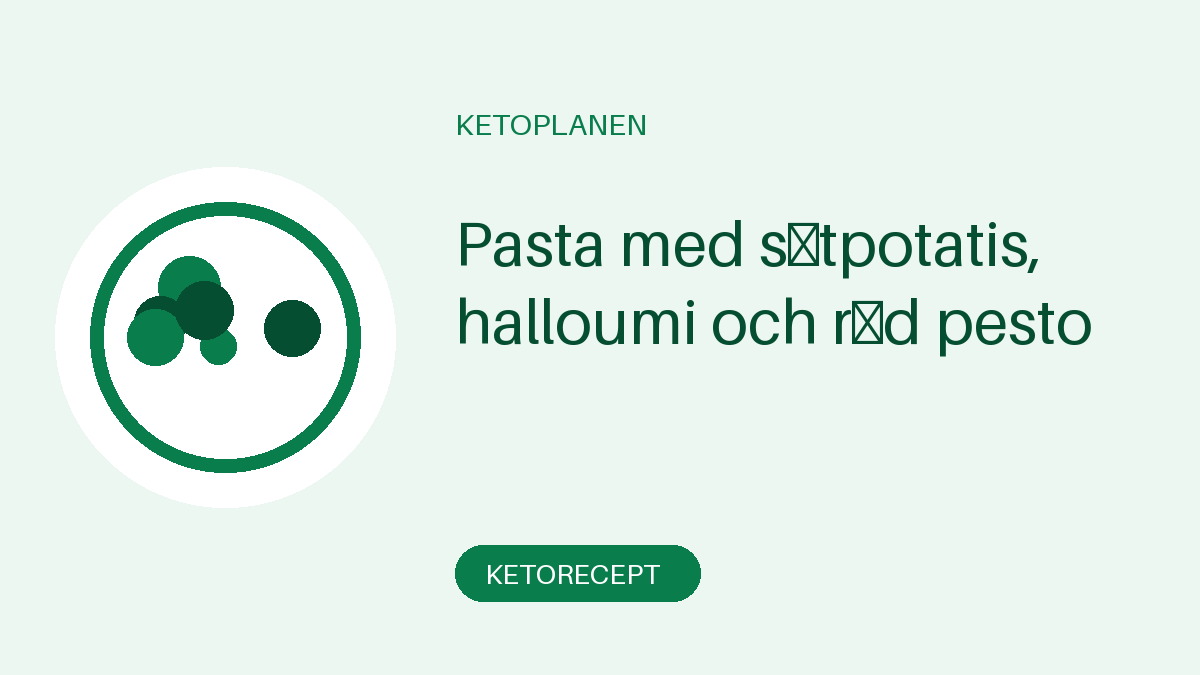 Pasta med sötpotatis, halloumi och röd pesto